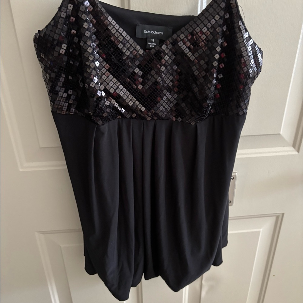 R&M Richards Black Sequin Tank Top